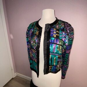 Laurence Kazar Multicolor Sequin Blazer
